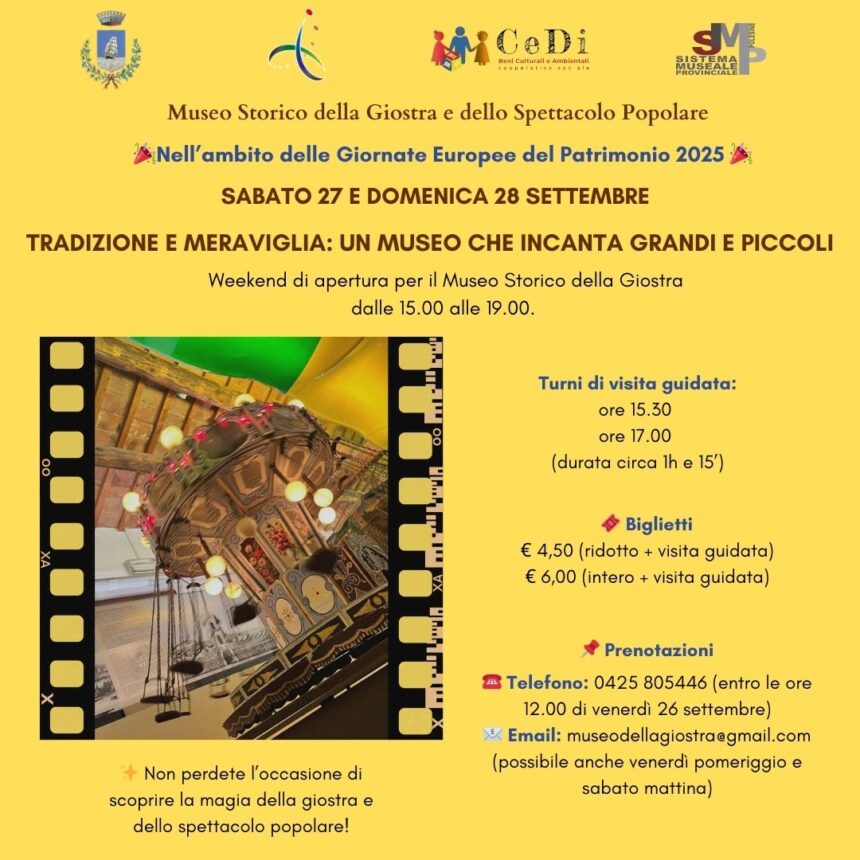 Aperture Giornate Europee del Patrimonio 2025 – Sabato 27 e domenica 28 Settembre